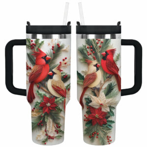 Cardinal Christmas Love Custom Stanley Quencher 40oz Stainless Steel Tumbler With Handle - Threewoofs