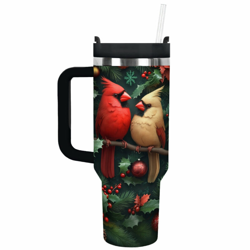 Cardinal Love Custom Stanley Quencher 40oz Stainless Steel Tumbler With Handle - Threewoofs