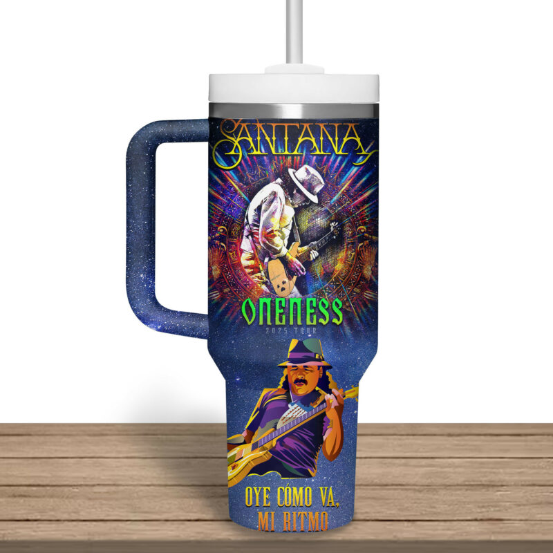Carlos Santana Music Custom Stanley Quencher 40oz Stainless Steel Tumbler With Handle - Threewoofs - Image 4