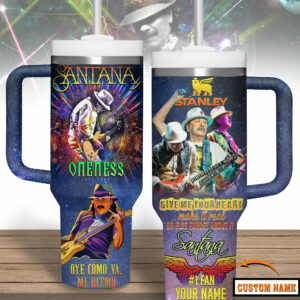 Carlos Santana Music Custom Stanley Quencher 40oz Stainless Steel Tumbler With Handle - Threewoofs