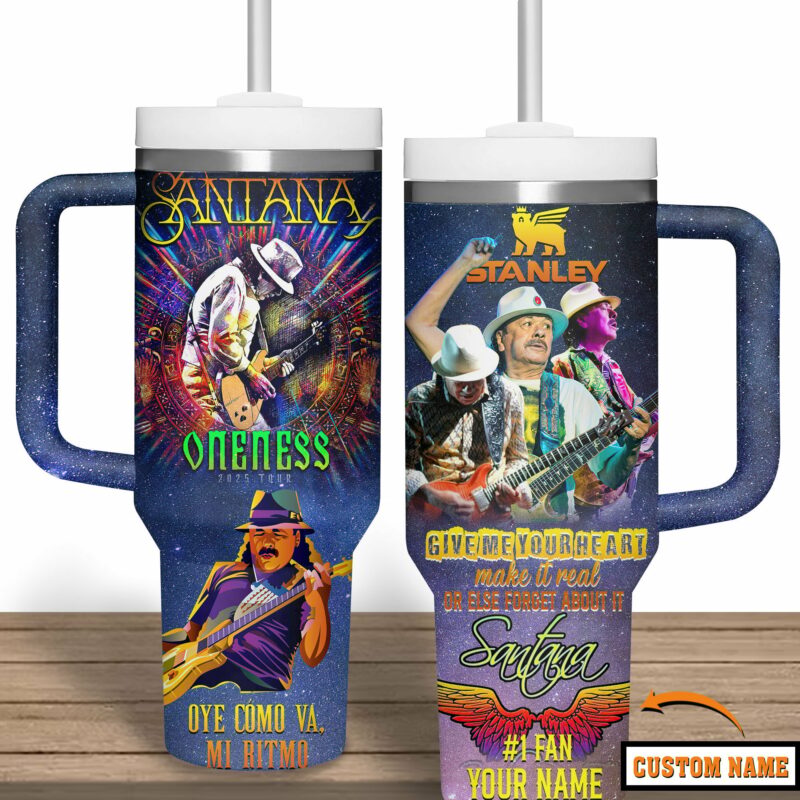 Carlos Santana Music Custom Stanley Quencher 40oz Stainless Steel Tumbler With Handle - Threewoofs - Image 2