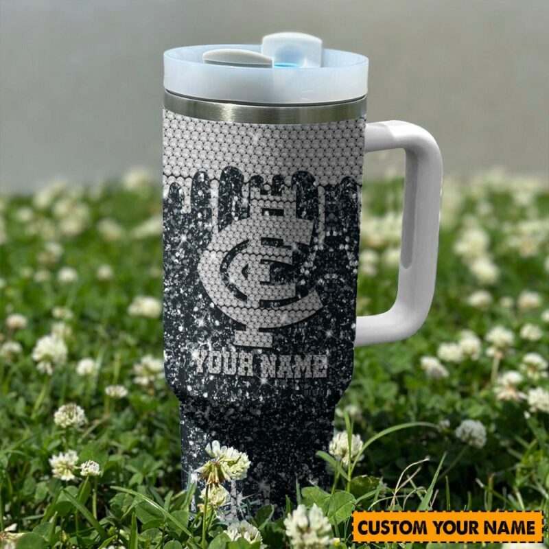 Carlton Blues AFL Sports Glitter Custom Stanley Quencher 40oz Stainless Steel Tumbler With Handle - Threewoofs - Image 2