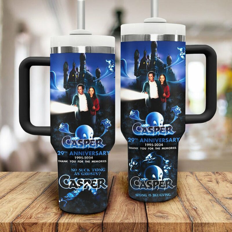 Casper Cartoon Custom Stanley Quencher 40oz Stainless Steel Tumbler With Handle - Threewoofs - Image 2