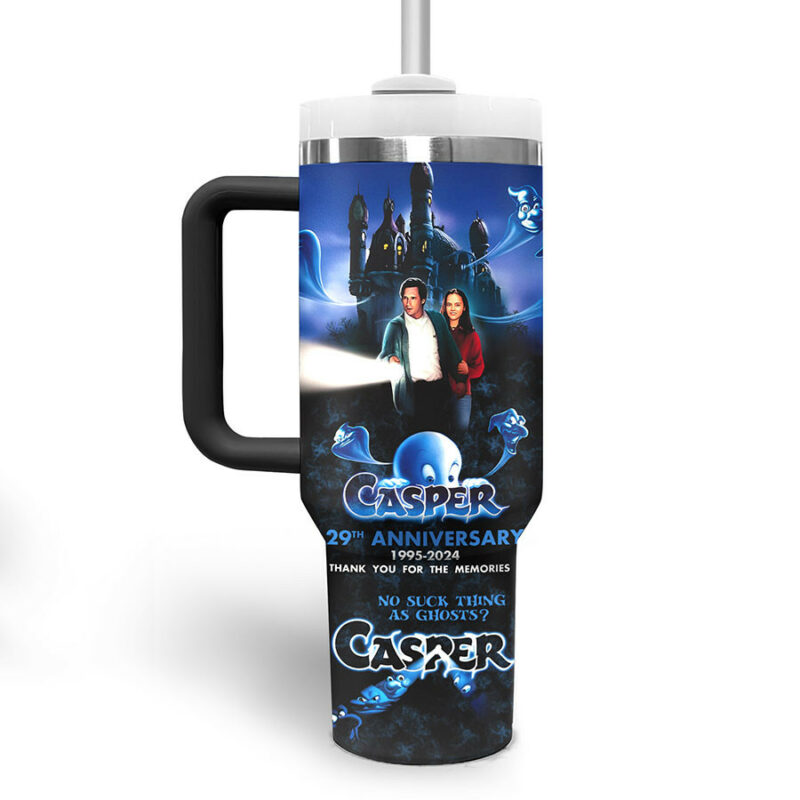 Casper Cartoon Custom Stanley Quencher 40oz Stainless Steel Tumbler With Handle - Threewoofs - Image 3