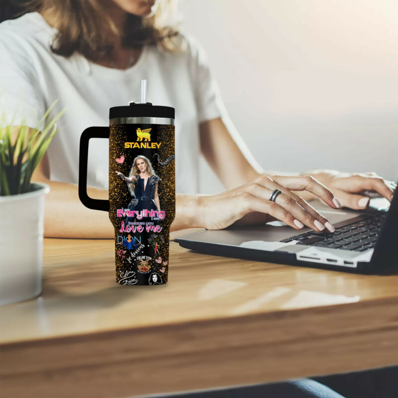 Celine Dion Music Custom Stanley Quencher 40oz Stainless Steel Tumbler With Handle - Threewoofs - Image 4