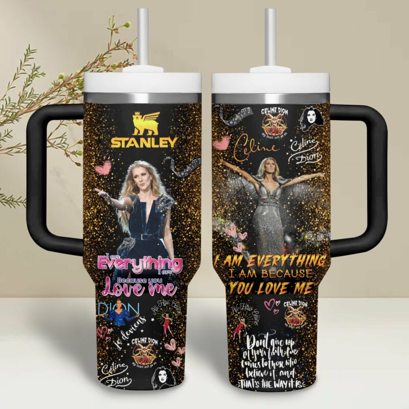 Celine Dion Music Custom Stanley Quencher 40oz Stainless Steel Tumbler With Handle - Threewoofs - Image 2