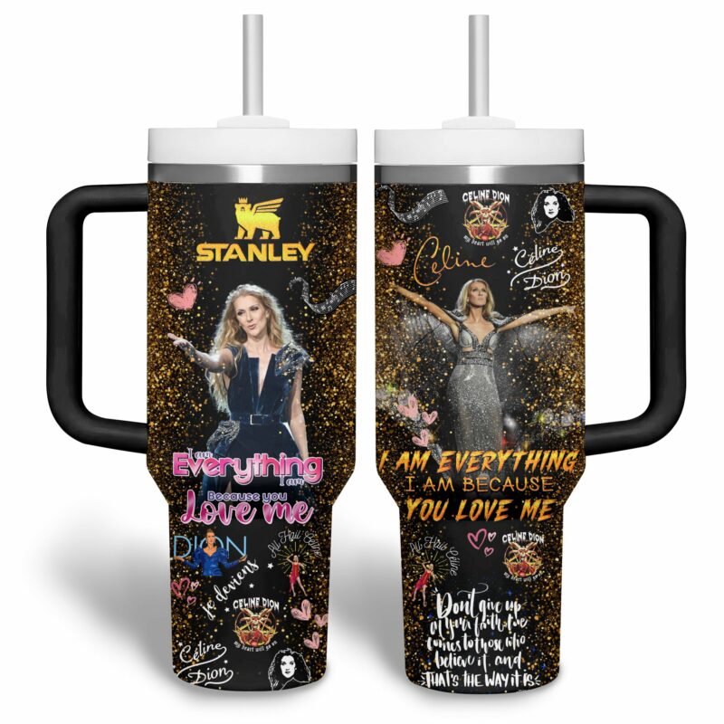 Celine Dion Music Custom Stanley Quencher 40oz Stainless Steel Tumbler With Handle - Threewoofs - Image 3