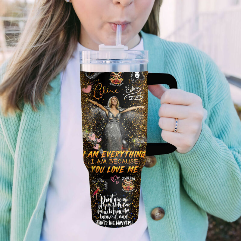 Celine Dion Music Custom Stanley Quencher 40oz Stainless Steel Tumbler With Handle - Threewoofs - Image 5