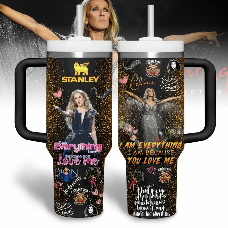 Celine Dion Music Custom Stanley Quencher 40oz Stainless Steel Tumbler With Handle - Threewoofs