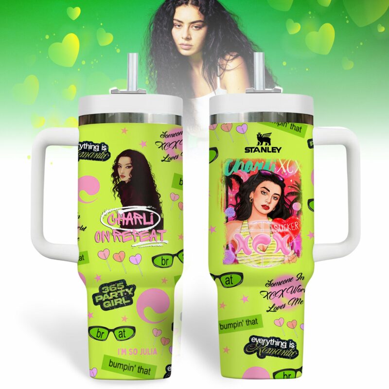 Charli XCX Music Custom Stanley Quencher 40oz Stainless Steel Tumbler With Handle - Threewoofs