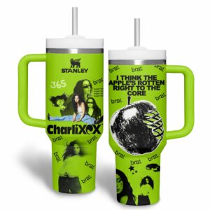 Charli XCX Music Custom Stanley Quencher 40oz Stainless Steel Tumbler With Handle - Threewoofs