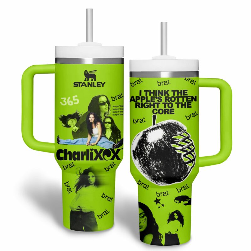 Charli XCX Music Custom Stanley Quencher 40oz Stainless Steel Tumbler With Handle - Threewoofs