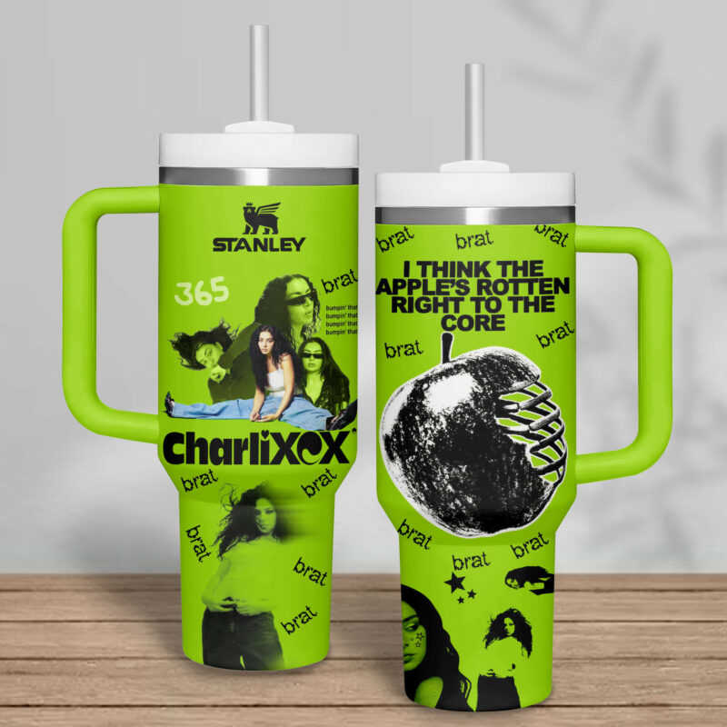 Charli XCX Music Custom Stanley Quencher 40oz Stainless Steel Tumbler With Handle - Threewoofs - Image 3