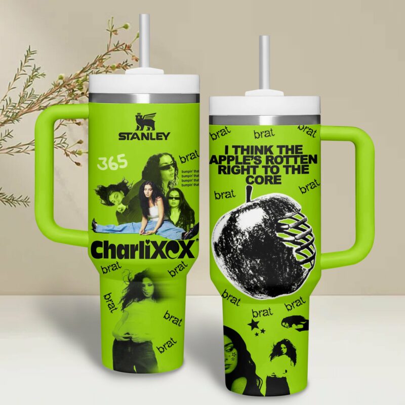 Charli XCX Music Custom Stanley Quencher 40oz Stainless Steel Tumbler With Handle - Threewoofs - Image 2