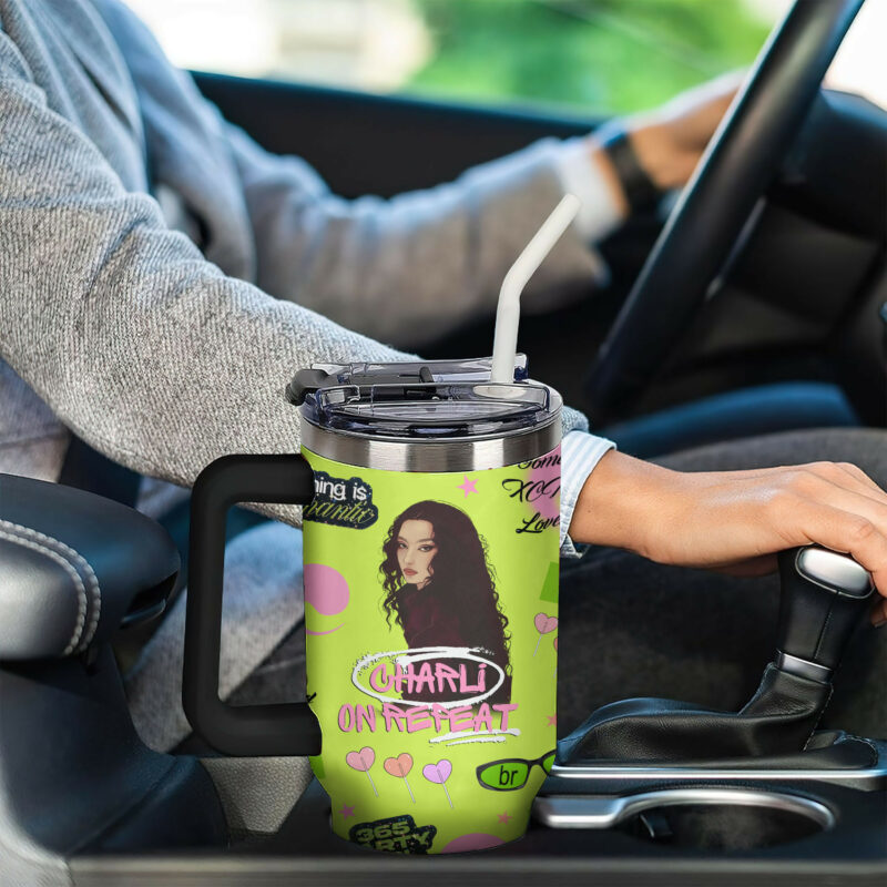 Charli XCX Music Custom Stanley Quencher 40oz Stainless Steel Tumbler With Handle - Threewoofs - Image 6
