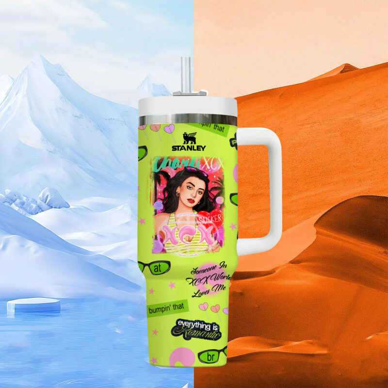 Charli XCX Music Custom Stanley Quencher 40oz Stainless Steel Tumbler With Handle - Threewoofs - Image 7