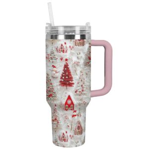 Cheerful Christmas Custom Stanley Quencher 40oz Stainless Steel Tumbler With Handle - Threewoofs