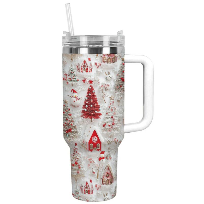 Cheerful Christmas Custom Stanley Quencher 40oz Stainless Steel Tumbler With Handle - Threewoofs - Image 3