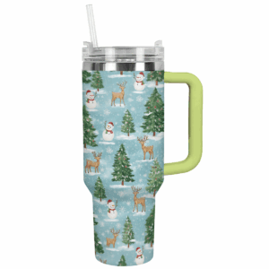 Cheerful Christmas Wonderland Custom Stanley Quencher 40oz Stainless Steel Tumbler With Handle - Threewoofs