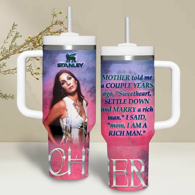 Cher Music Custom Stanley Quencher 40oz Stainless Steel Tumbler With Handle - Threewoofs - Image 3