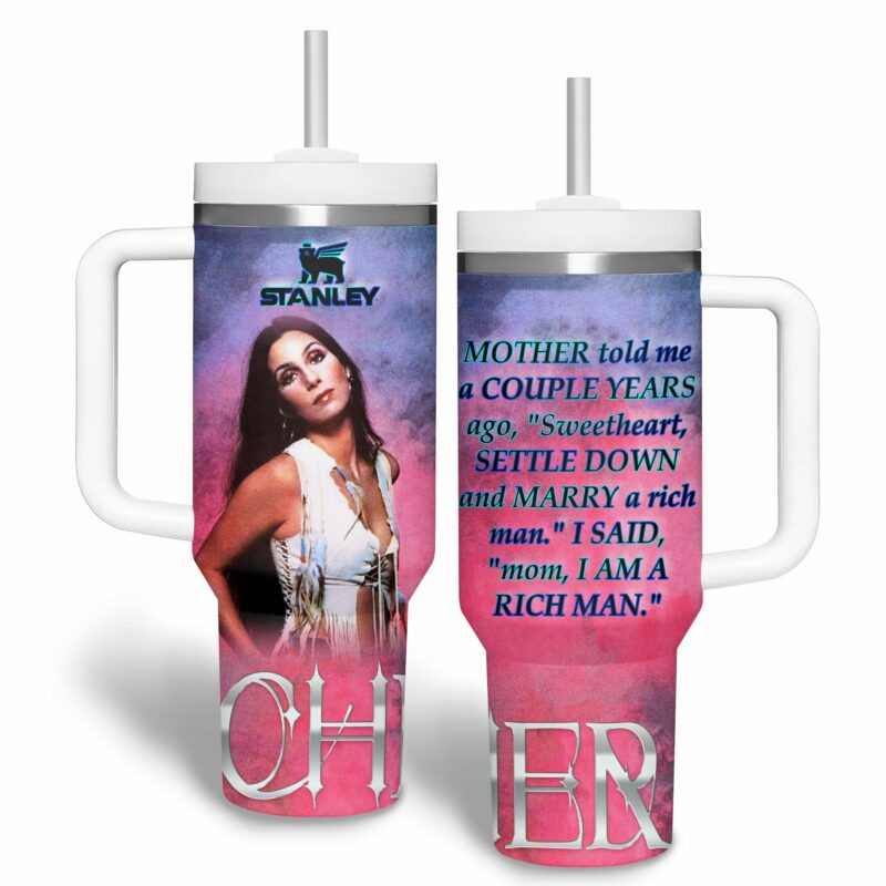 Cher Music Custom Stanley Quencher 40oz Stainless Steel Tumbler With Handle - Threewoofs - Image 2