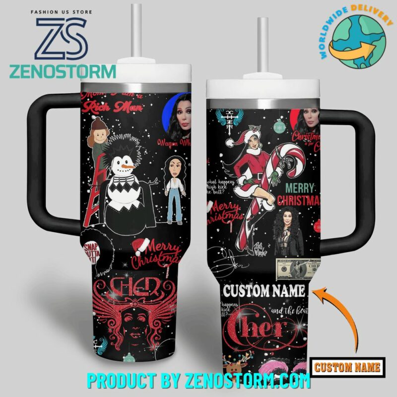 Cher Music Merry Christmas Custom Stanley Quencher 40oz Stainless Steel Tumbler With Handle - Threewoofs