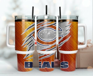 Chicago Bears NFL Custom Stanley Quencher 40oz Stainless Steel Tumbler With Handle - Threewoofs