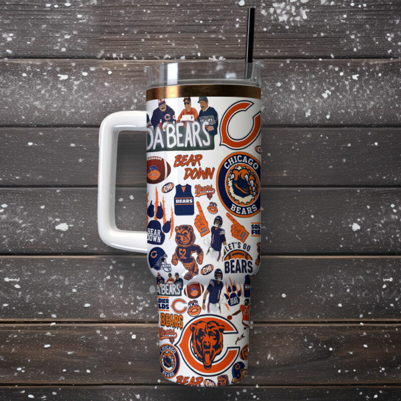 Chicago Bears NFL Sports Custom Stanley Quencher 40oz Stainless Steel Tumbler With Handle - Threewoofs - Image 2
