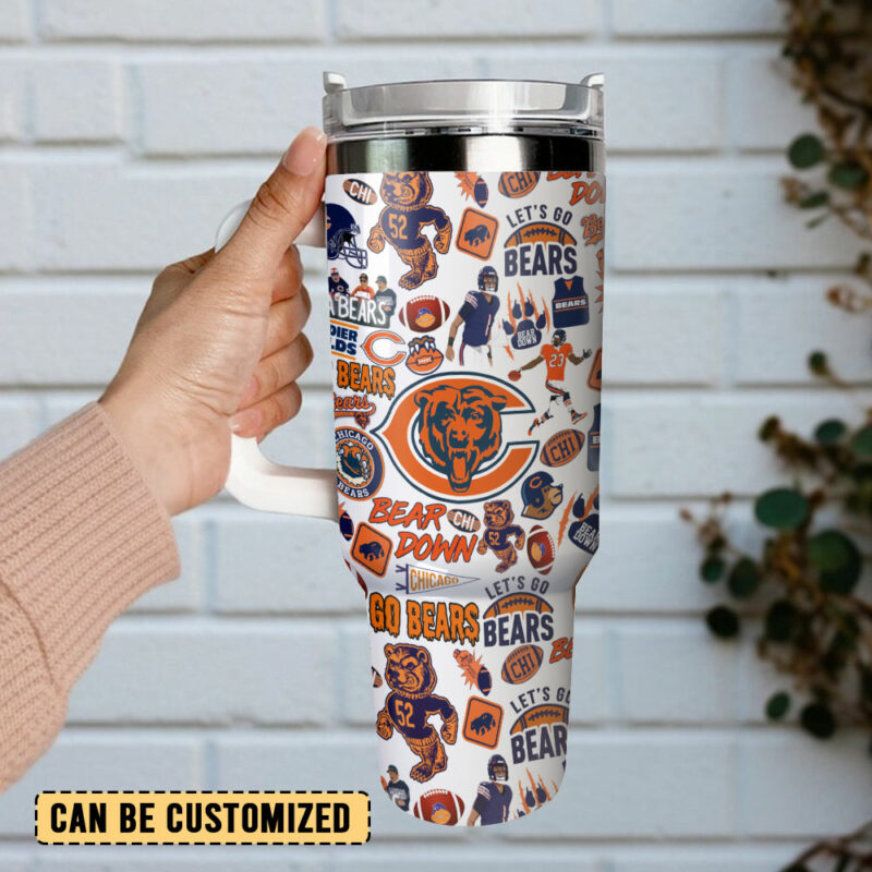 Chicago Bears NFL Sports Custom Stanley Quencher 40oz Stainless Steel Tumbler With Handle - Threewoofs - Image 3
