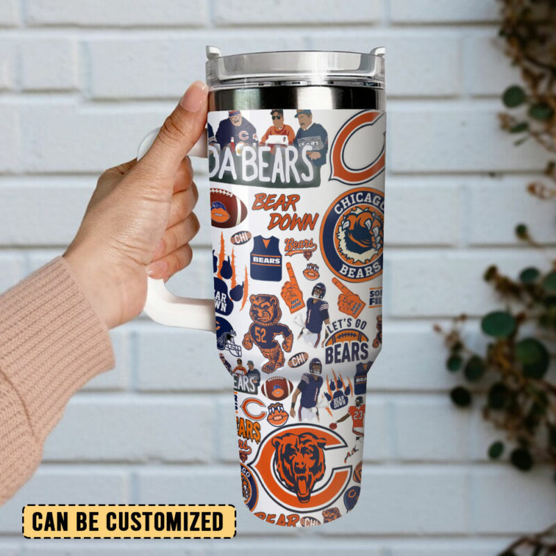 Chicago Bears NFL Sports Custom Stanley Quencher 40oz Stainless Steel Tumbler With Handle - Threewoofs - Image 3
