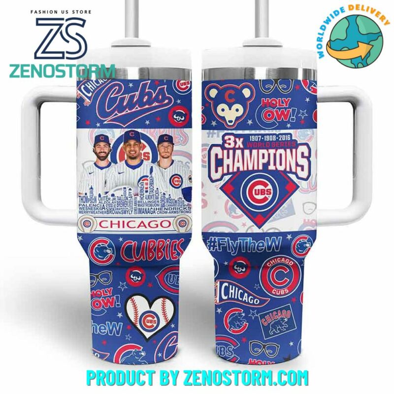 Chicago Cubs MLB Custom Stanley Quencher 40oz Stainless Steel Tumbler With Handle - Threewoofs - Image 2