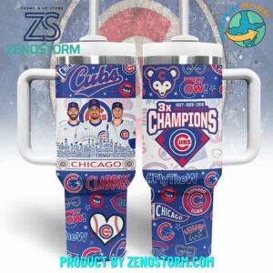 Chicago Cubs MLB Custom Stanley Quencher 40oz Stainless Steel Tumbler With Handle - Threewoofs