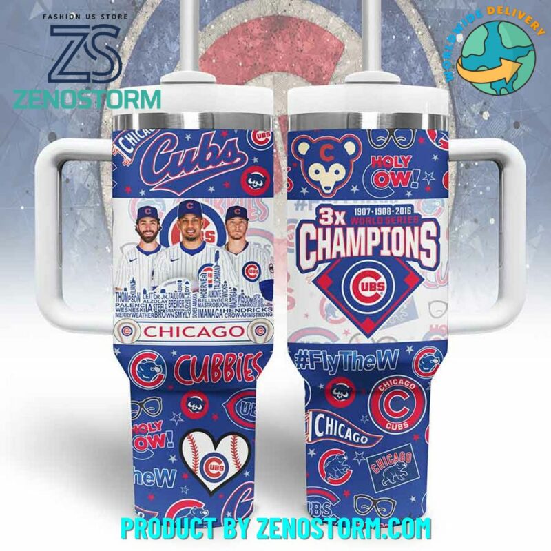 Chicago Cubs MLB Custom Stanley Quencher 40oz Stainless Steel Tumbler With Handle - Threewoofs