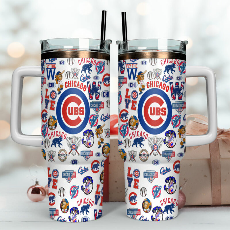 Chicago Cubs MLB Sports Custom Stanley Quencher 40oz Stainless Steel Tumbler With Handle - Threewoofs - Image 4