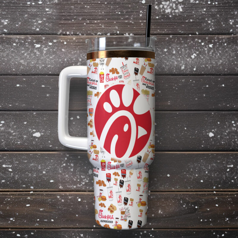 Chick-fil-A Food Custom Stanley Quencher 40oz Stainless Steel Tumbler With Handle - Threewoofs - Image 2