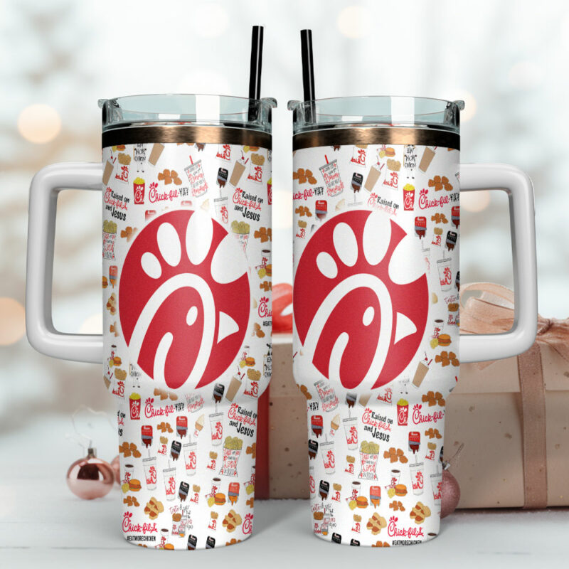 Chick-fil-A Food Custom Stanley Quencher 40oz Stainless Steel Tumbler With Handle - Threewoofs - Image 4