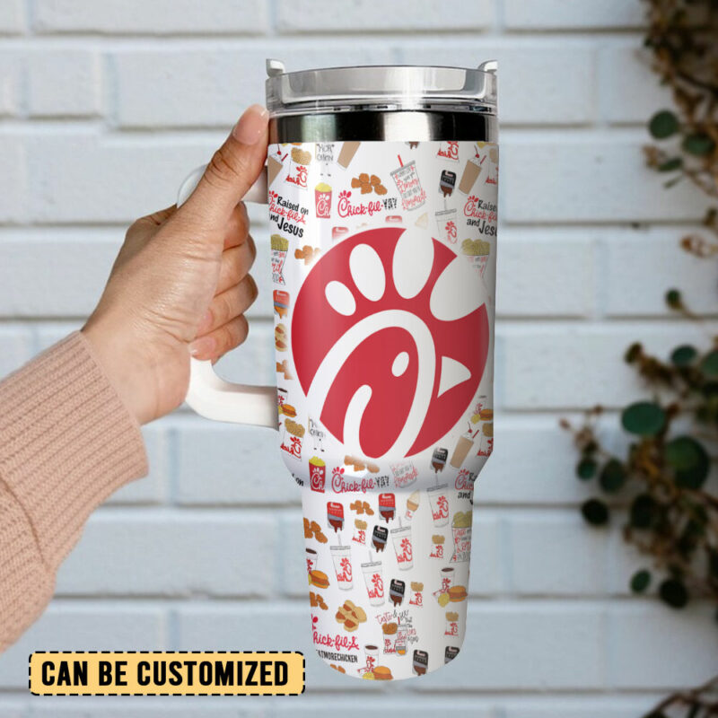 Chick-fil-A Food Custom Stanley Quencher 40oz Stainless Steel Tumbler With Handle - Threewoofs - Image 3