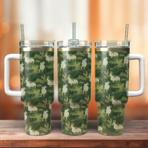 Chicken Camo Custom Stanley Quencher 40oz Stainless Steel Tumbler With Handle - Threewoofs