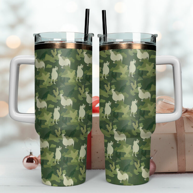 Chicken Camo Custom Stanley Quencher 40oz Stainless Steel Tumbler With Handle - Threewoofs - Image 4
