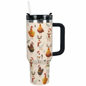 Chicken Holiday Christmas Custom Stanley Quencher 40oz Stainless Steel Tumbler With Handle - Threewoofs