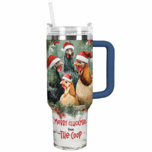 Chicken Merry Cluckmas Christmas Custom Stanley Quencher 40oz Stainless Steel Tumbler With Handle - Threewoofs