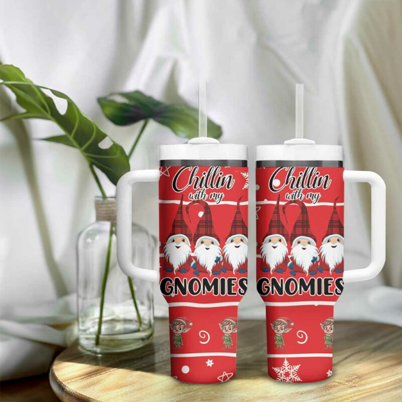 Chillin With My Gnomies Merry Christmas Custom Stanley Quencher 40oz Stainless Steel Tumbler With Handle - Threewoofs - Image 9