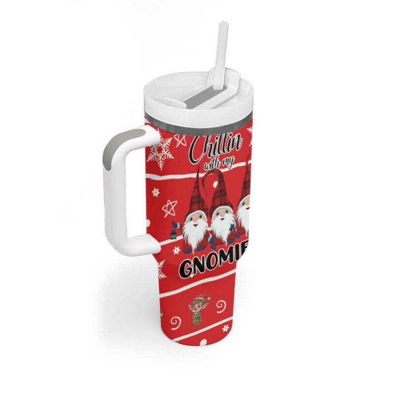 Chillin With My Gnomies Merry Christmas Custom Stanley Quencher 40oz Stainless Steel Tumbler With Handle - Threewoofs - Image 2