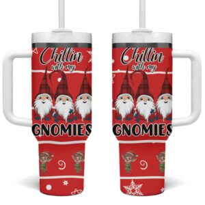 Chillin With My Gnomies Merry Christmas Custom Stanley Quencher 40oz Stainless Steel Tumbler With Handle - Threewoofs