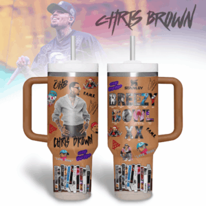 Chris Brown Music Custom Stanley Quencher 40oz Stainless Steel Tumbler With Handle - Threewoofs