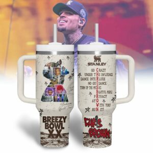 Chris Brown Music Custom Stanley Quencher 40oz Stainless Steel Tumbler With Handle - Threewoofs