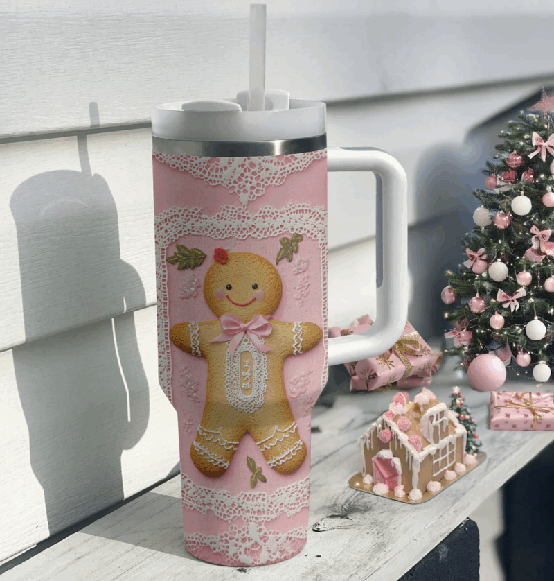 Chrismas Coquette Christmas Custom Stanley Quencher 40oz Stainless Steel Tumbler With Handle - Threewoofs - Image 2
