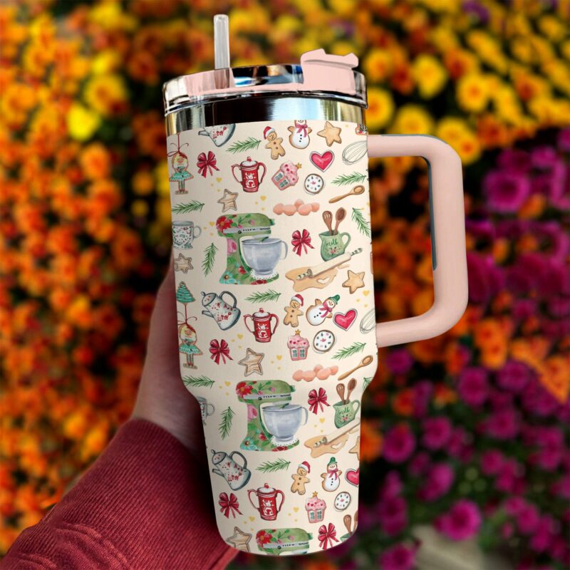 Christmas Baking Custom Stanley Quencher 40oz Stainless Steel Tumbler With Handle - Threewoofs - Image 2