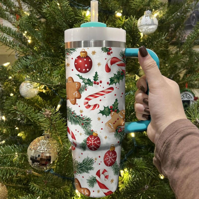 Christmas Candy Gorgeous Custom Stanley Quencher 40oz Stainless Steel Tumbler With Handle - Threewoofs - Image 2