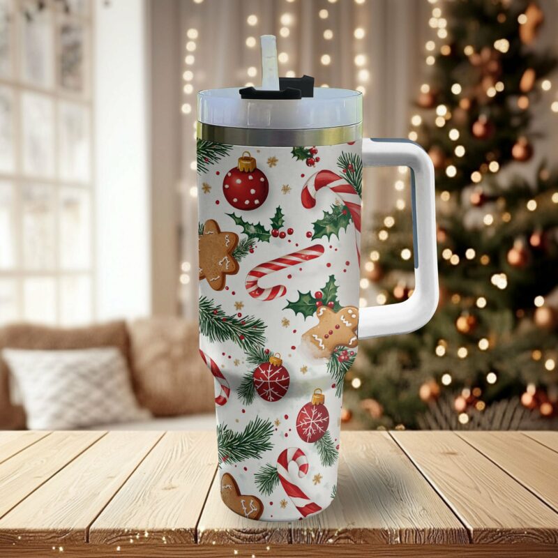 Christmas Candy Gorgeous Custom Stanley Quencher 40oz Stainless Steel Tumbler With Handle - Threewoofs - Image 3